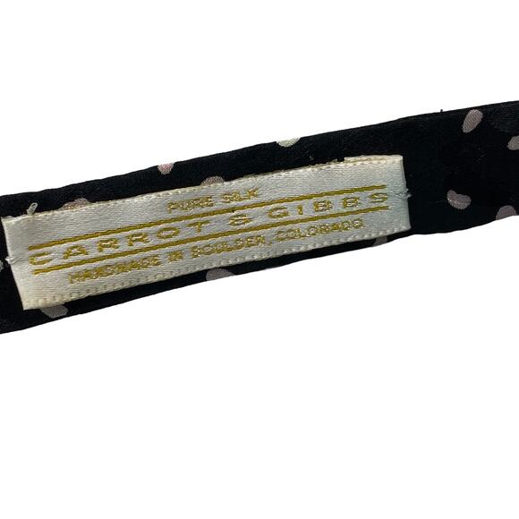 Vintage Carrot & Gibbs Silk Black Dotted Mens Bowtie - Picture 3 of 6